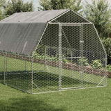 Chicken Run with Roof 2.5x4x2.25 m Galvanised Steel - Front View