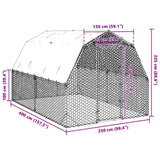 Chicken Run with Roof 2.5x4x2.25 m Galvanised Steel - Low Angle