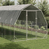 Chicken Run with Roof 2.5x6x2.25 m Galvanised Steel - Front View