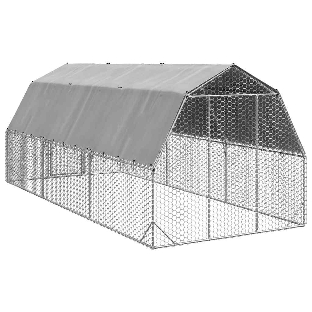 Chicken Run with Roof 2.5x6x2.25 m Galvanised Steel