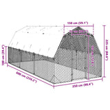 Chicken Run with Roof 2.5x6x2.25 m Galvanised Steel