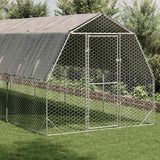 Chicken Run with Roof 2.5x8x2.25 m Galvanised Steel - Front View