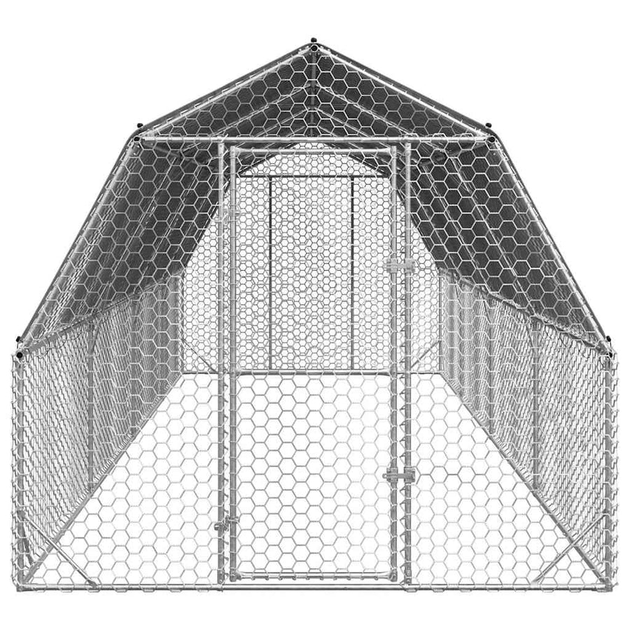 Chicken Run with Roof 2.5x8x2.25 m Galvanised Steel