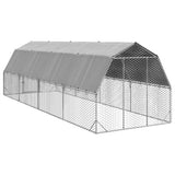 Chicken Run with Roof 2.5x8x2.25 m Galvanised Steel - 45-Degree Angle