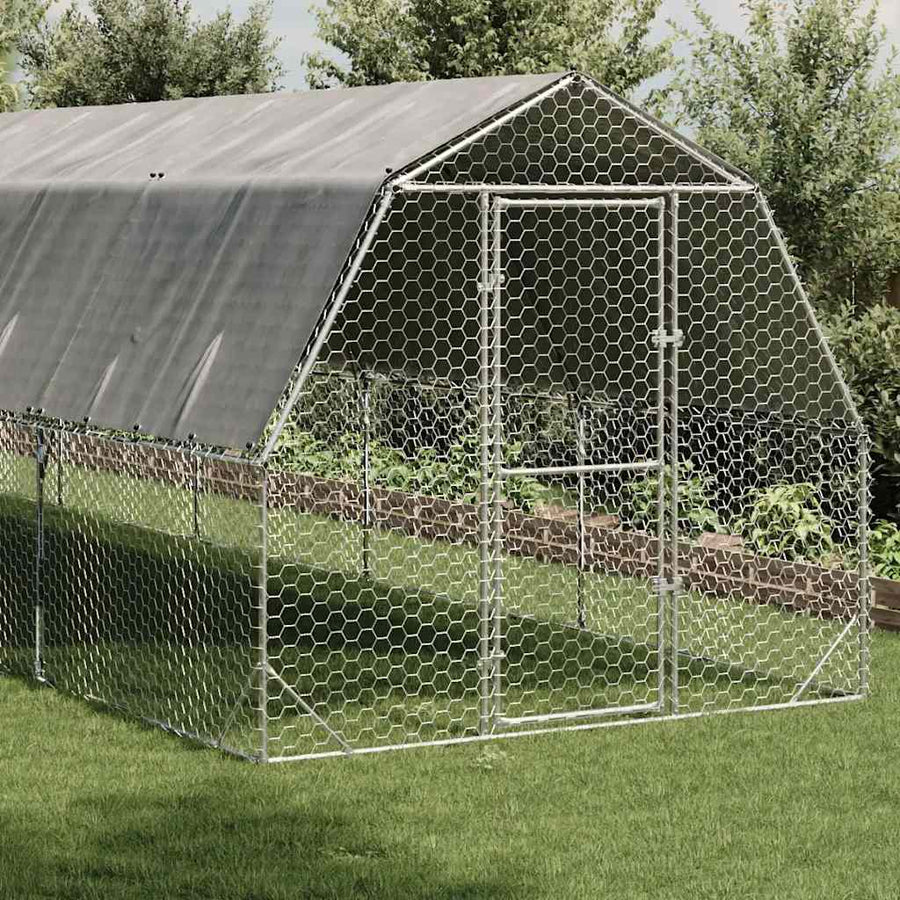 Chicken Run with Roof 2.5x10x2.25 m Galvanised Steel