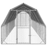 Chicken Run with Roof 2.5x10x2.25 m Galvanised Steel - Side View