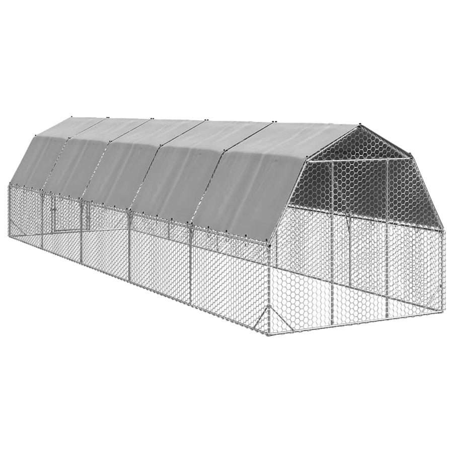 Chicken Run with Roof 2.5x10x2.25 m Galvanised Steel