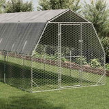 Chicken Run with Roof 2.5x12x2.25 m Galvanised Steel - Front View