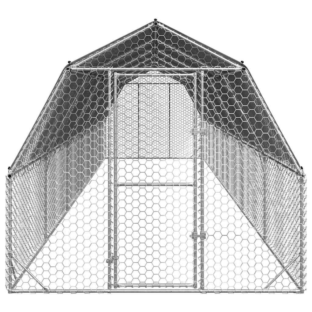 Chicken Run with Roof 2.5x12x2.25 m Galvanised Steel