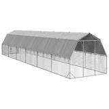 Chicken Run with Roof 2.5x12x2.25 m Galvanised Steel - 45-Degree Angle