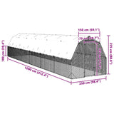 Chicken Run with Roof 2.5x12x2.25 m Galvanised Steel - Low Angle