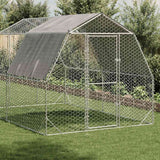 Chicken Run with Roof 2.5x4x2.25 m Galvanised Steel - Front View