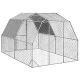 Chicken Run with Roof 2.5x4x2.25 m Galvanised Steel - 45-Degree Angle