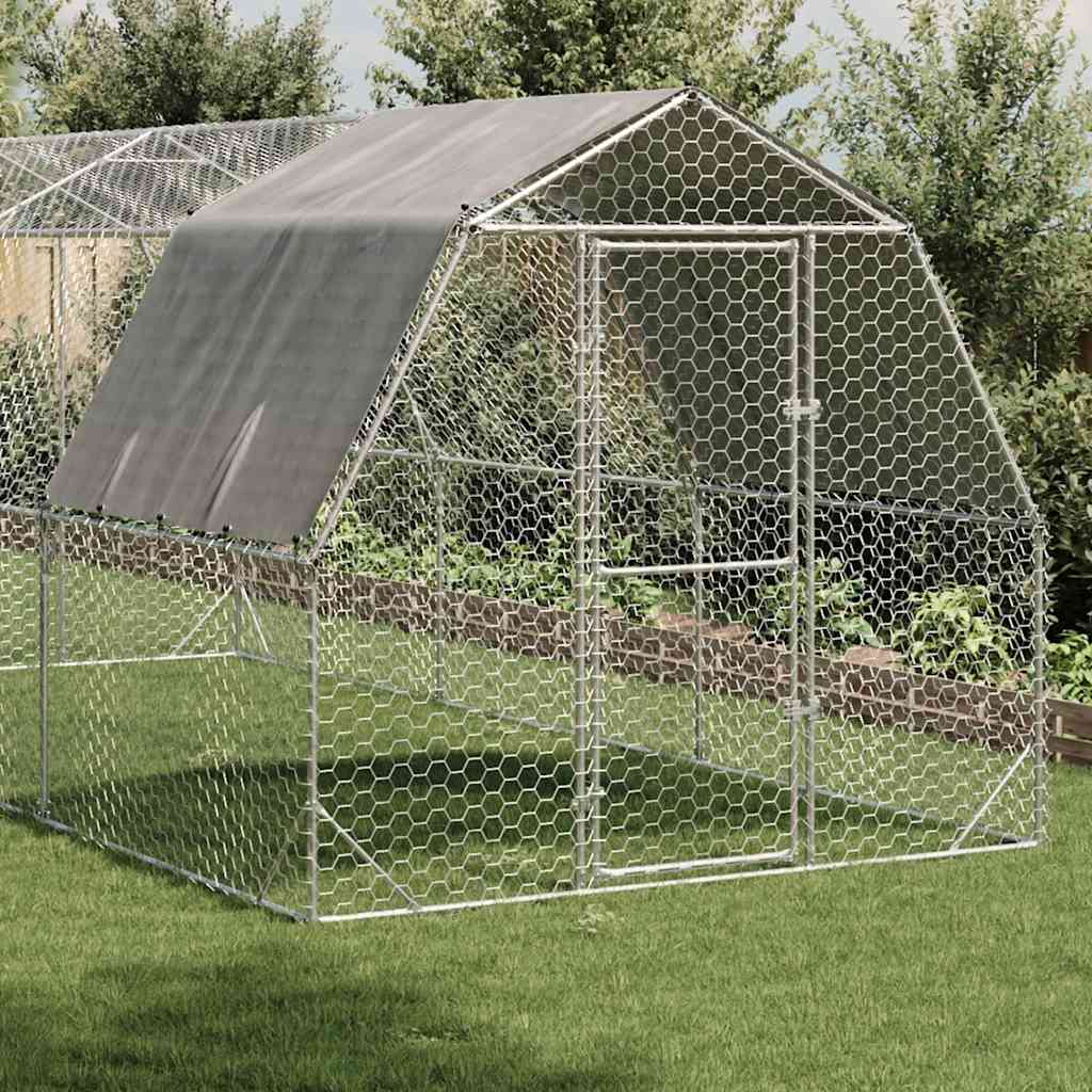 Chicken Run with Roof 2.5x6x2.25 m Galvanised Steel