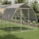 Chicken Run with Roof 2.5x6x2.25 m Galvanised Steel - Front View