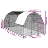 Chicken Run with Roof 2.5x6x2.25 m Galvanised Steel