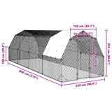 Chicken Run with Roof 2.5x8x2.25 m Galvanised Steel