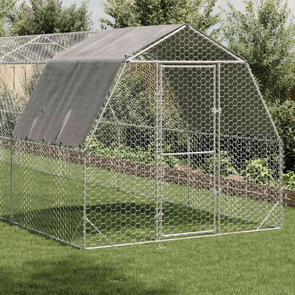 Chicken Run with Roof 2.5x10x2.25 m Galvanised Steel