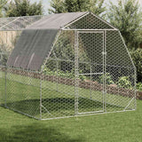 Chicken Run with Roof 2.5x10x2.25 m Galvanised Steel - Front View
