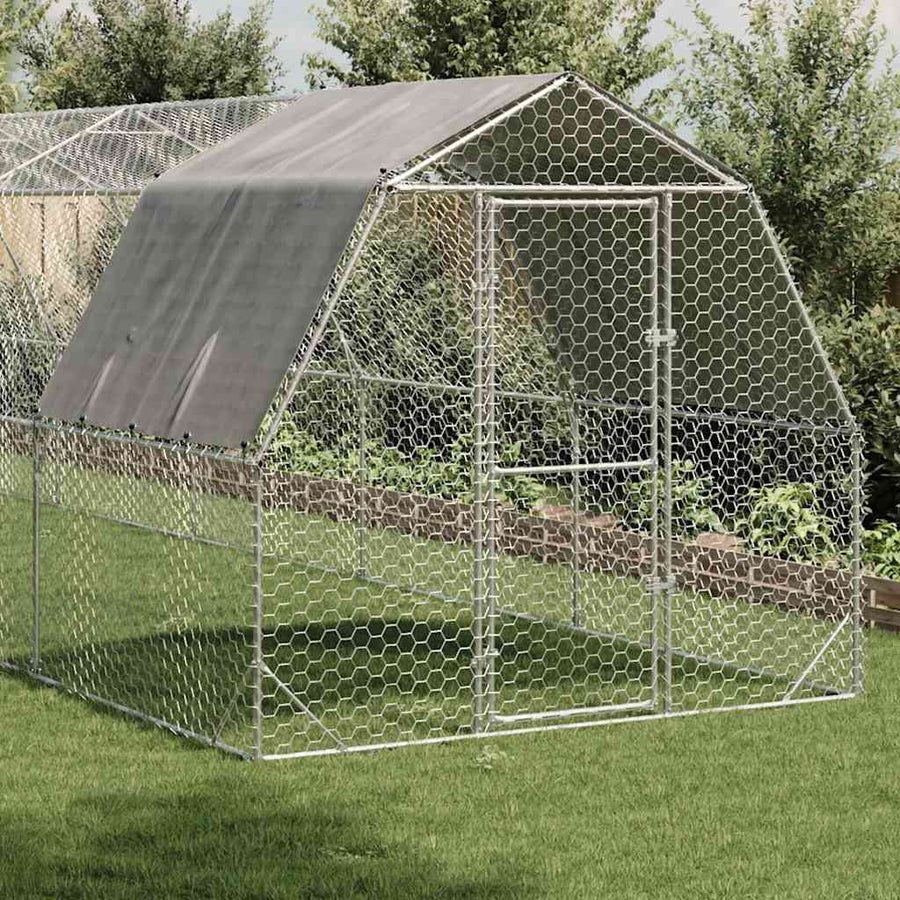 Chicken Run with Roof 2.5x10x2.25 m Galvanised Steel