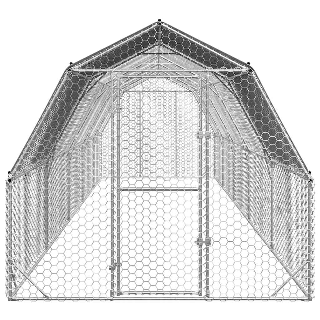 Chicken Run with Roof 2.5x10x2.25 m Galvanised Steel