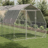 Chicken Run with Roof 2.5x12x2.25 m Galvanised Steel - Front View