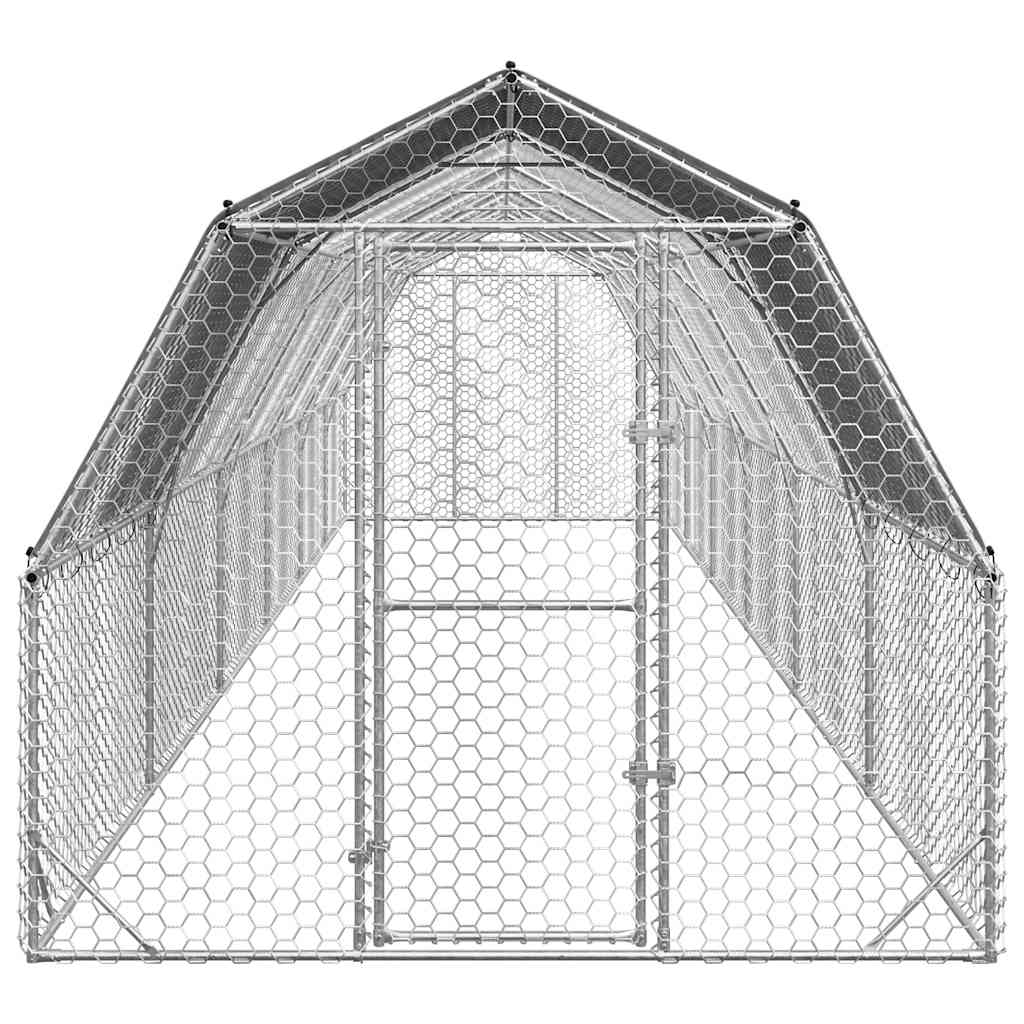 Chicken Run with Roof 2.5x12x2.25 m Galvanised Steel