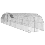 Chicken Run with Roof 2.5x12x2.25 m Galvanised Steel - 45-Degree Angle