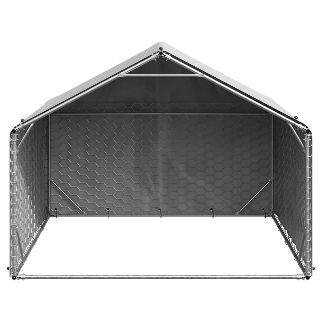 Outdoor Dog Kennel with Cover 2x2x1.5 m Galvanised Steel