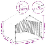 Outdoor Dog Kennel with Cover 2x2x1.5 m Galvanised Steel