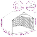Outdoor Dog Kennel with Cover 2x2x1.5 m Galvanised Steel - Close-Up Angle