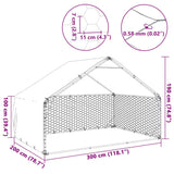 Outdoor Dog Kennel with Cover 3x2x1.9 m Galvanised Steel - Close-Up Angle