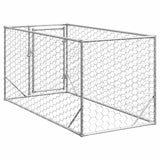Outdoor Dog Kennel with Door 2x1x1 m Galvanised Steel - 45-Degree Angle