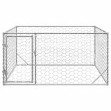 Outdoor Dog Kennel with Door 2x2x1 m Galvanised Steel - Side View