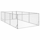 Outdoor Dog Kennel with Door 2x4x1 m Galvanised Steel - 45-Degree Angle