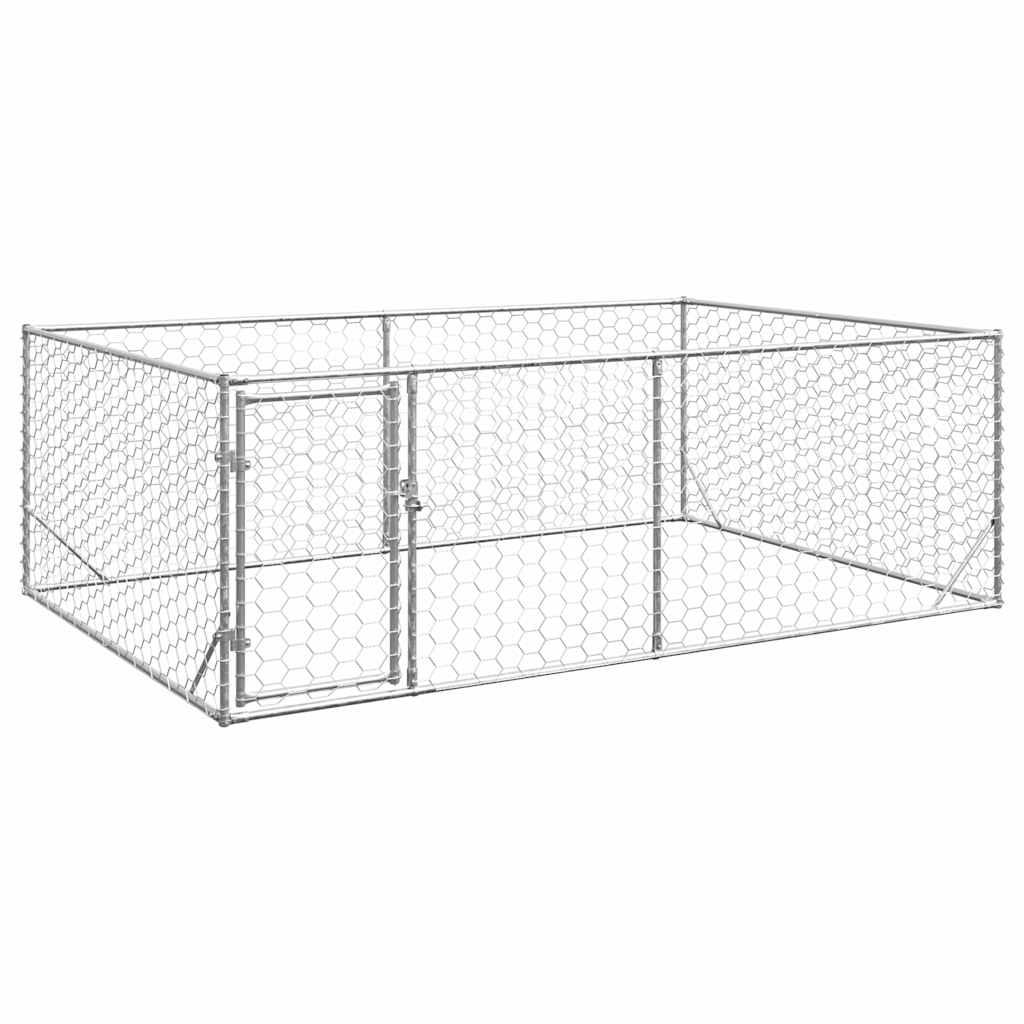 Outdoor Dog Kennel with Door 3x2x1 m Galvanised Steel