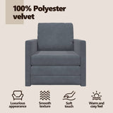 Sofa Bed Dark Grey 74 x 77 x 81 cm Velvet