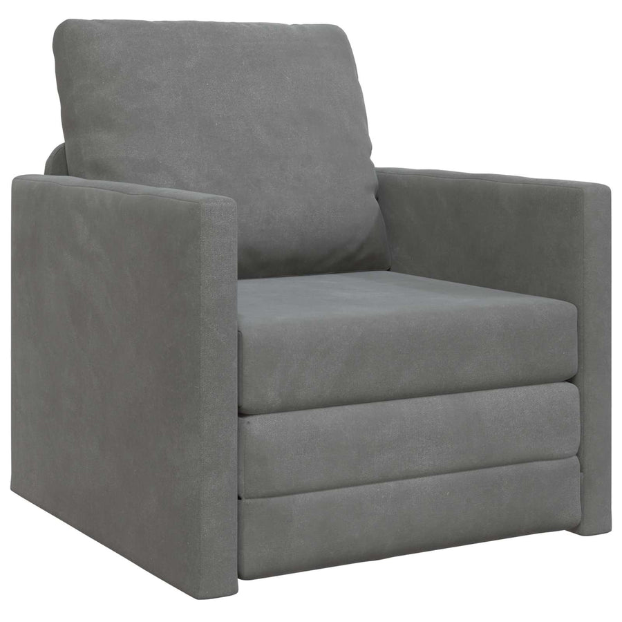 Sofa Bed Dark Grey 74 x 77 x 81 cm Velvet