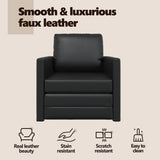 Sofa Bed 60cm Black Artificial Leather
