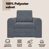 Sofa Bed Dark Grey 98 x 71 x 83 cm Velvet - Low Angle