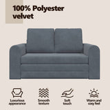 Sofa Bed Dark Grey 148 x 71 x 83 cm Velvet - Low Angle