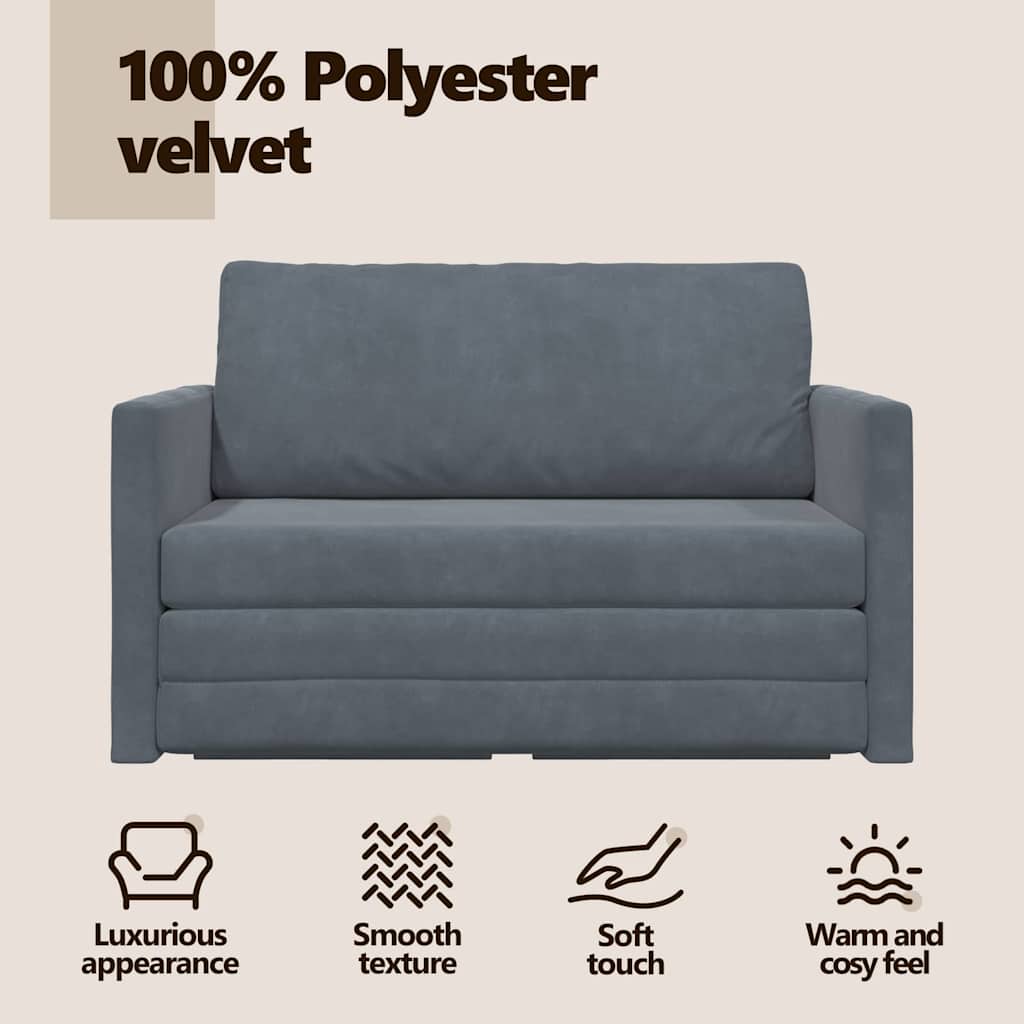 Sofa Bed Dark Grey 124 x 71 x 78 cm Velvet