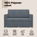 Sofa Bed Dark Grey 124 x 71 x 78 cm Velvet