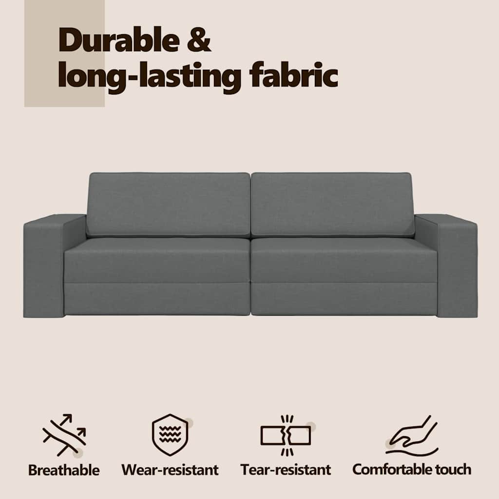 Sofa Bed Dark Grey 245 x 78 x 77 cm Fabric