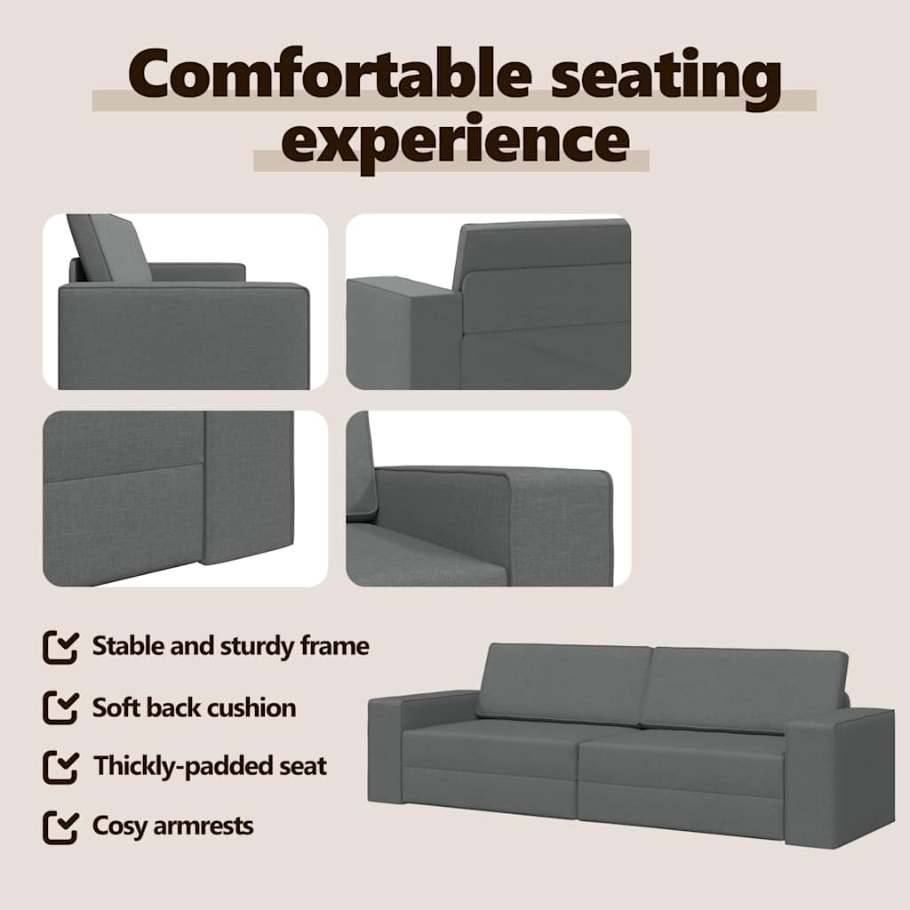 Sofa Bed Dark Grey 245 x 78 x 77 cm Fabric