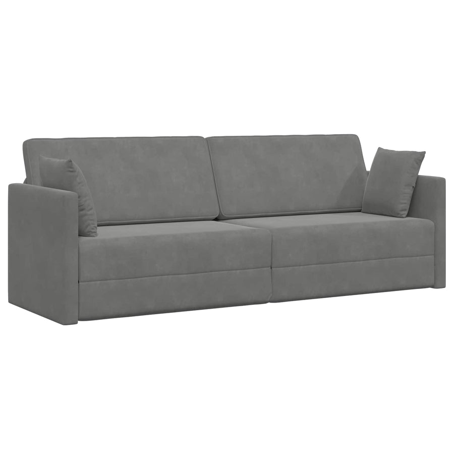Floor Sofa Bed Dark Grey 213 x 70 x 77 cm Velvet