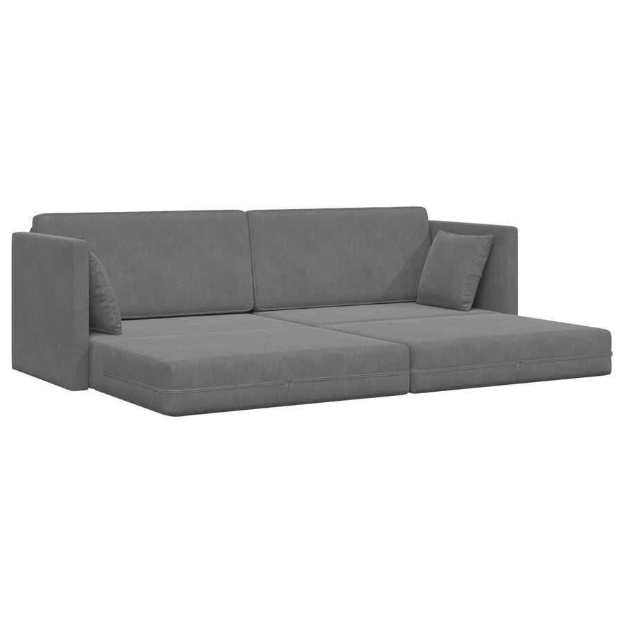 Floor Sofa Bed Dark Grey 213 x 70 x 77 cm Velvet