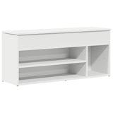Shoe Bench White 102x30.5x45 cm Engineered Wood - Front View