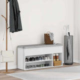 Shoe Bench White 102x30.5x45 cm Engineered Wood - Side View