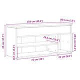 Shoe Bench White 102x30.5x45 cm Engineered Wood - Extra Image
